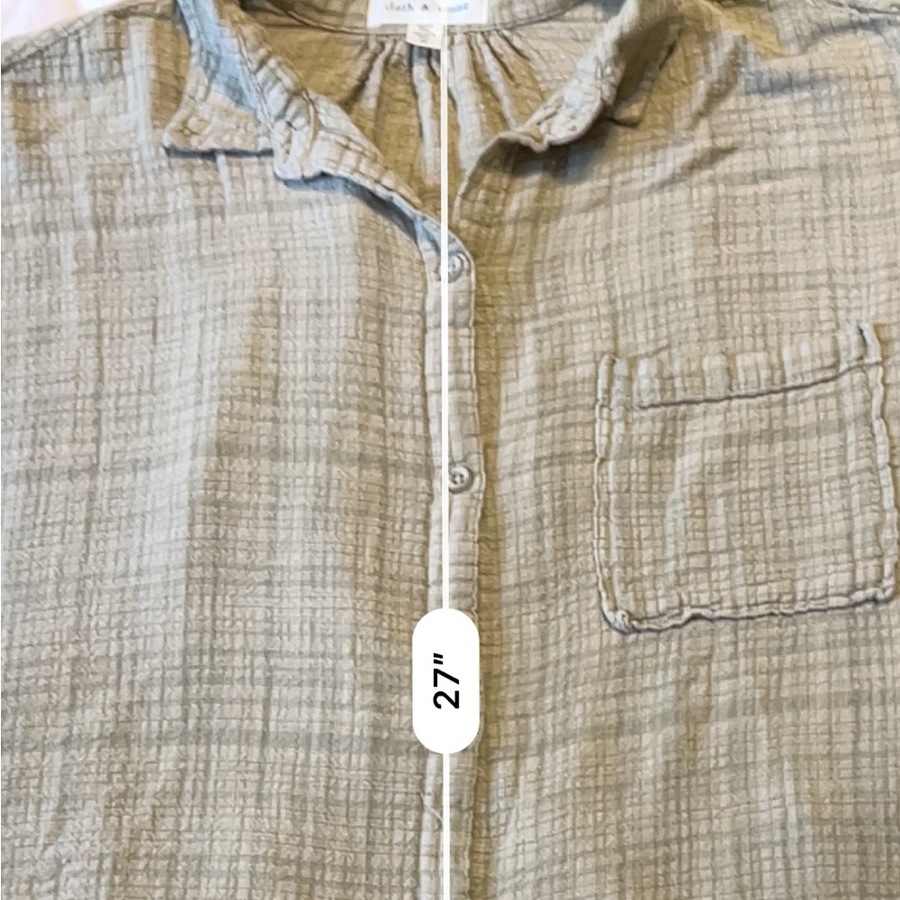 cloth & stone light olive textured blouse - Picture 9 of 9